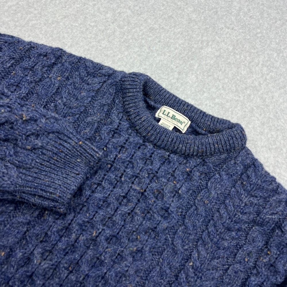 Vintage LL Bean Sweater Mens Large Tall Cable Knit Wool Chunky Fisherman Ireland